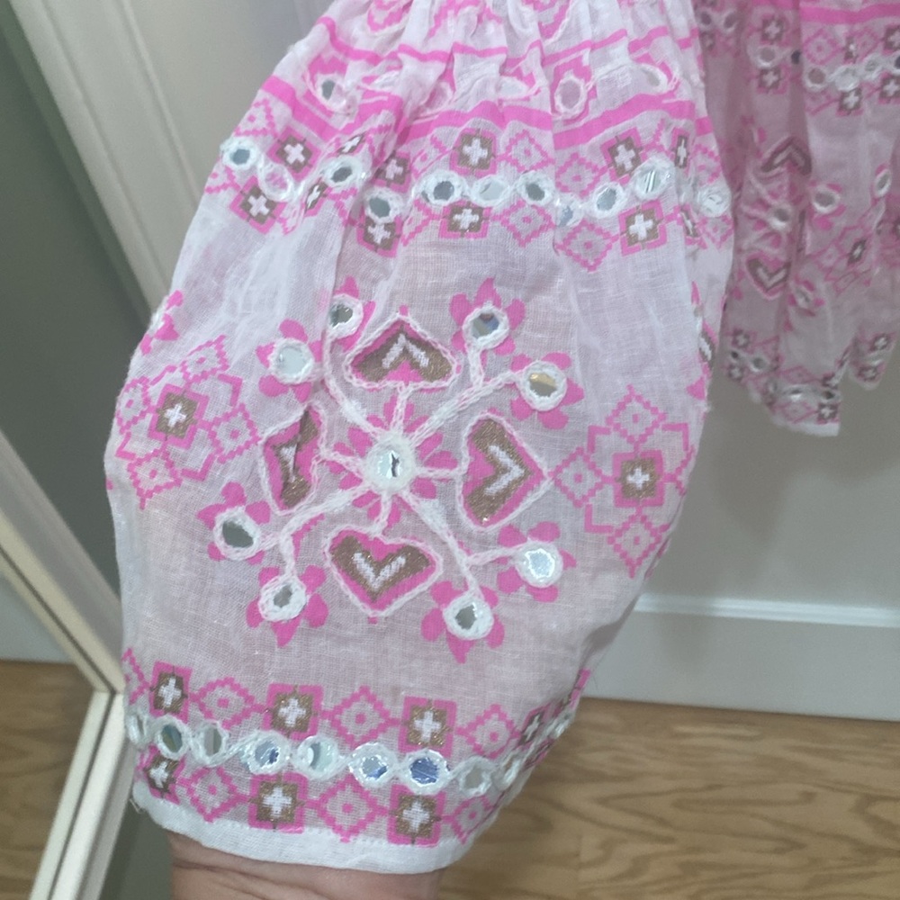 Juliet Dunn White Mini Dress with Pink Embroidery - Picture 3 of 9